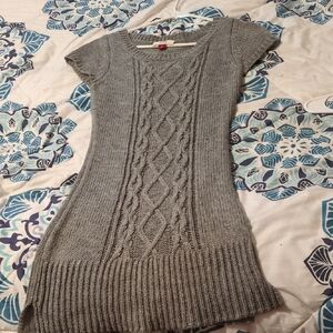 LEI Gray Cable Knit Sweater Dress